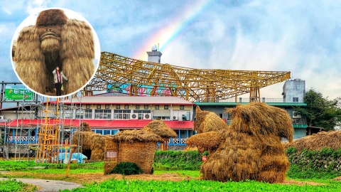 花蓮第一屆稻草藝術季開幕 6米高大猩猩/大型山豬/超可愛松鼠