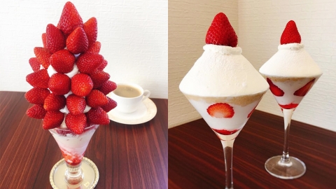 大阪人氣甜品店Patisserie Torkuchen 冬季限定士多啤梨海綿蛋糕塔芭菲