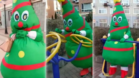 內地大媽「聖誕樹」充氣衣當保護衣 醫生﹕非醫療用並無防護作用！