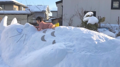 日本小妹妹無聊砌巨型龍貓雪像 網友激讚手工：和電影場面一模一樣！