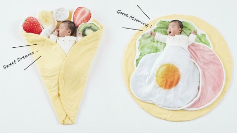 日本推出法式可麗餅嬰兒毛毯 BB被水果忌廉抱枕包圍超得意！