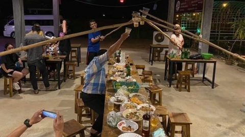 網上瘋傳泰式社交距離！ 網民﹕「少點腰力也不行！」