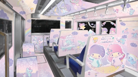 東京全新Little Twin Stars電車 夢幻樂園車卡裝飾/Kiki、Lala陪你坐車！