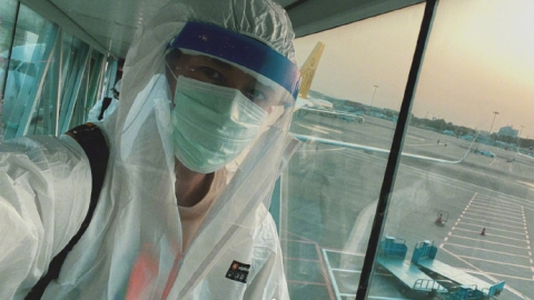 吳尊飛內地工作全副保護裝上機 答應仔女會盡全力保護自己避疫