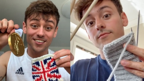 英國跳水王子Tom Daley為金牌親手織袋子 冷衫、公仔、梳化墊都織到！IG曬40多巧手作品