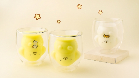 GOODGLAS推布甸狗造型耐熱雙層玻璃杯 倒牛奶變白色布甸狗！