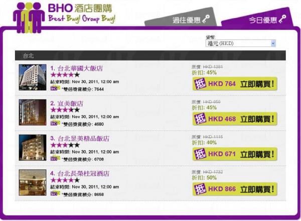 團購各地酒店 房價低至半價