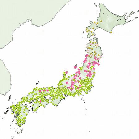 4月下旬,開花地點移至東北地區。 2014全日本櫻花預測 第二回發放