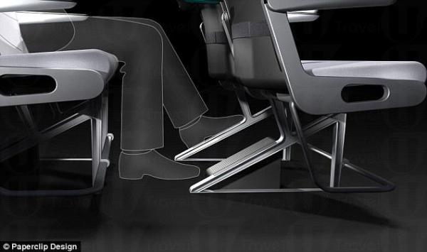 除了分開式左、右腳踏,前方仲有個腳踏 (詳看圖1) 港人創意發明 全新飛機座椅設計