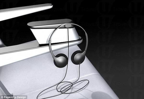 特別座椅手柄,兩面均設小扣勾實聽筒。 港人創意發明 全新飛機座椅設計