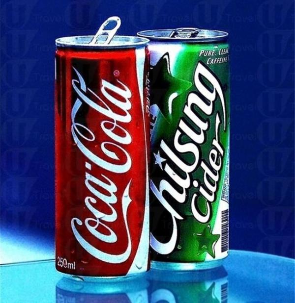 韓國人叫可樂做Cola，七喜叫Cider。