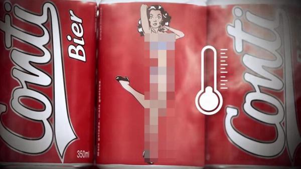 巴西啤酒Conti Bier新罐，雪凍後海報女郎出現性感變化。