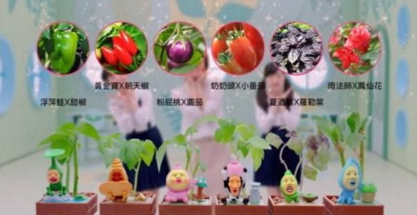 每款人物都有指定蔬果種子，例如最受歡迎的粉屁桃配圓茄。(圖：廣告截圖)