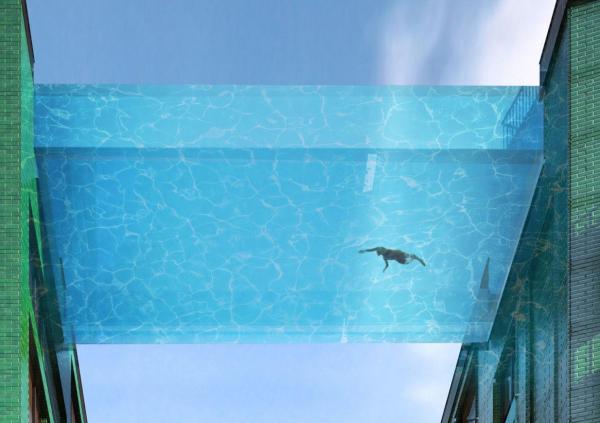 以透明玻璃設計的懸空泳池 Sky Pool (圖: eocengineers.com)