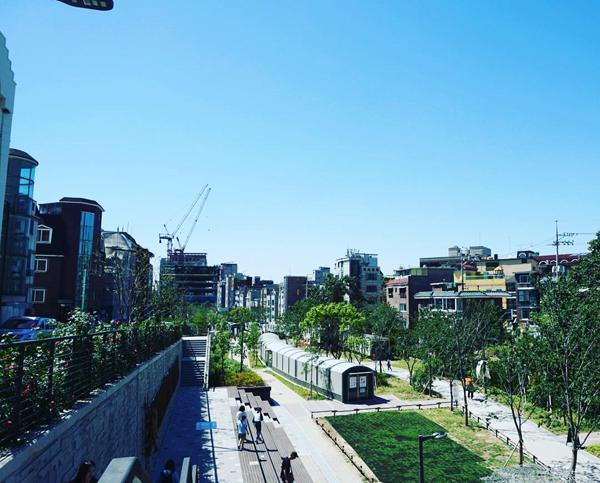 京義線書街（경의선 책거리）是韓國第一個以書為主題的公園，在 2016 年 10 月 28 日正式開放，沿廢棄的京義線鐵路建成，長 250 米，由弘大 6 號出口至新村臥牛橋附近。（圖：kkhi101