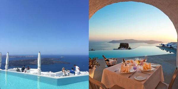 酒店內的餐廳 Santoro 在泳池畔，有靚景之餘，也奪得希臘國內最高食肆殊榮。（圖：trulyshevanne@IG、uniquehotels@IG）