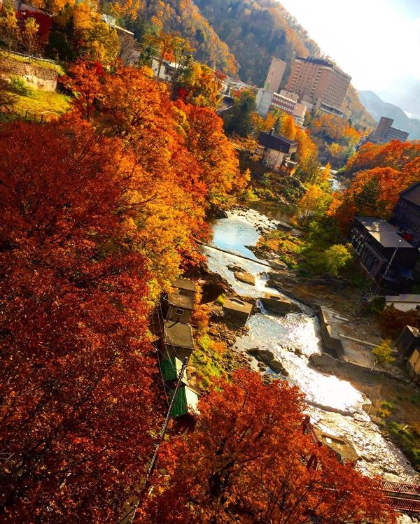 定山溪溫泉區 10 月中的紅葉盛況。（nana_77.7@IG）