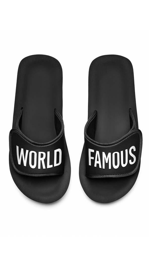 「WORLD FAMOUS」字樣涼鞋