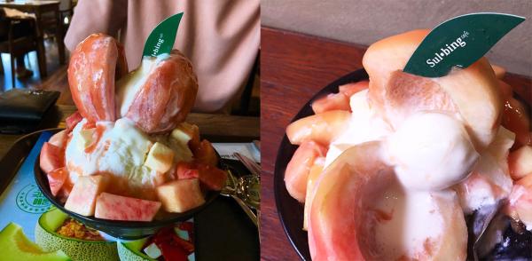 水蜜桃內放了一球 yogurt 雪糕。（圖：jinyoung__0512、choigozip_ @IG）