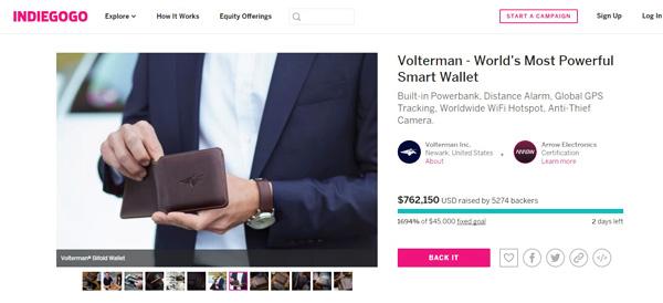 Volterman 銀包現正於 Indiegogo 網站眾籌中，並已經超額超過 1,000% 啦！到底買咗個咁嘅神級銀包，難道賊仔真係冇符？望就咁望啦！（圖：indiegogo.com）