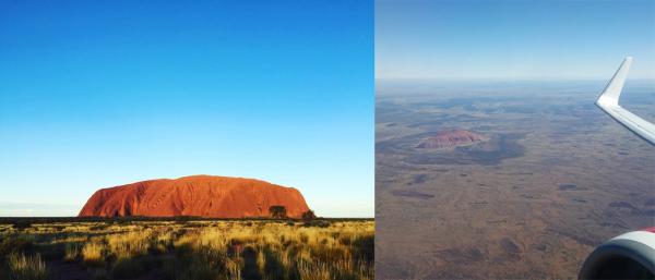 到底呢座 Uluru 有幾大？佢有 348 米高，長側接近 3 公里（約 3,000 米），至於周長就係 9.4 公里，咁都不特止，重點係佢仲有 6 公里深埋喺地底，可想而知佢到底有幾咁巨大！（圖：a