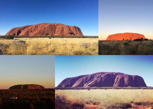 要欣賞 Uluru 的話，真係要去幾日先會夠，事關佢最出名的就係顏色會隨日照而變化，紅、橙、深紫、銀灰、深藍、粉紅等乜色都有，至於去到可以睇到乜色，就要視乎天氣、時間同季節喇。（圖：gargantua