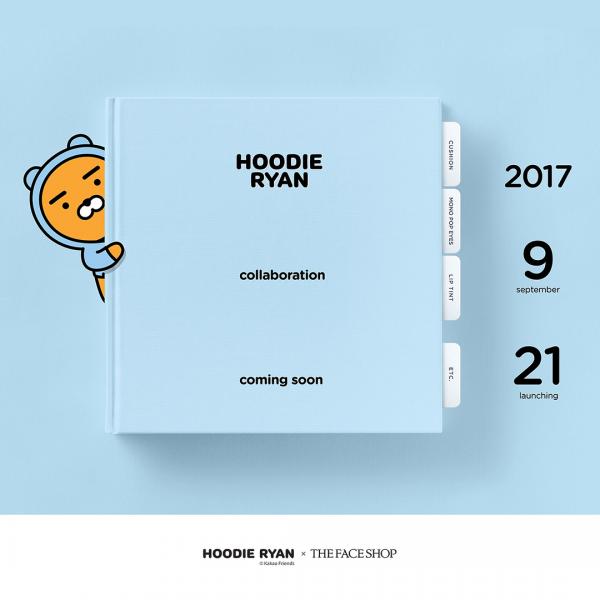 今次是韓粧品牌 The Faceshop 和 Kakao friends 第 3 次合作的產品，全新的 Hoodie Ryan 系列在 9 月 21 日先正式開售，而家就睇住有咩心水產品先---今次一
