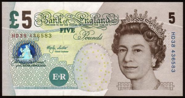 舊版 5 英鎊鈔票正面。（圖：QuotesGram）