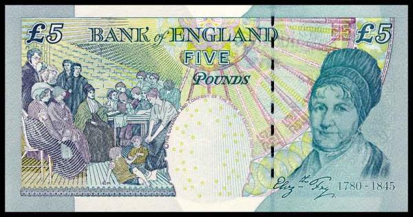 舊版 5 英鎊鈔票背面。（圖：QuotesGram）