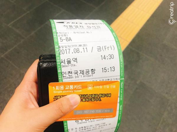 買票後會給你 1 張一次性交通卡（500 韓圜）。