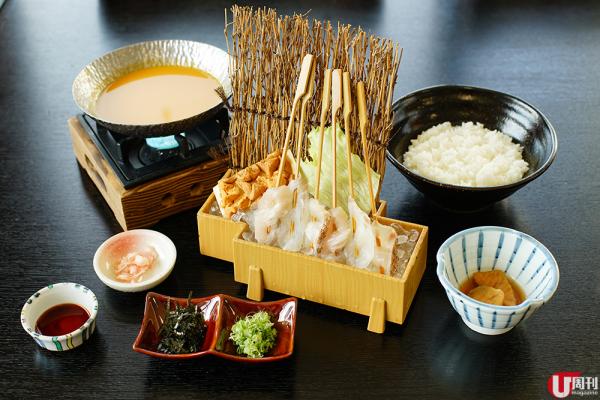 海膽涮涮鍋 3,800 日圓 刺身盤擺設雖美，卻蓋不過海膽湯的豔麗，而且一次過吃到三種煮法的海膽，每一口都是非常濃郁的海膽之味。