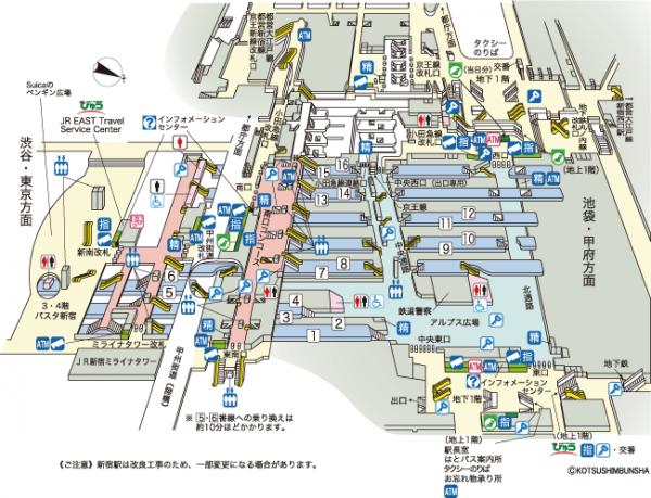 JR 新宿站內地圖。（相：JR東日本）