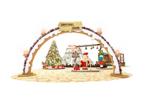 穿過綴滿聖誕裝飾嘅木製拱門，踏入歐洲小鎮範圍，木製聖誕老人已經企喺雪橇上，噴出陣陣香薰迎接你。