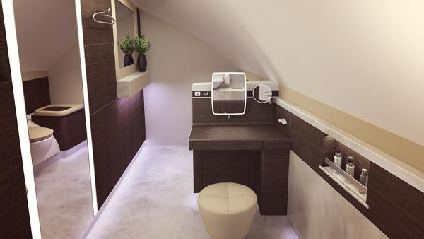 套房旅客更有兩間專屬的洗手間，其中一間更設有梳粧櫃台。