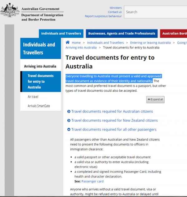 根據澳洲政府網站，旅客到訪澳洲時需持有有效護照，而護照的有效期則未有明文規定。