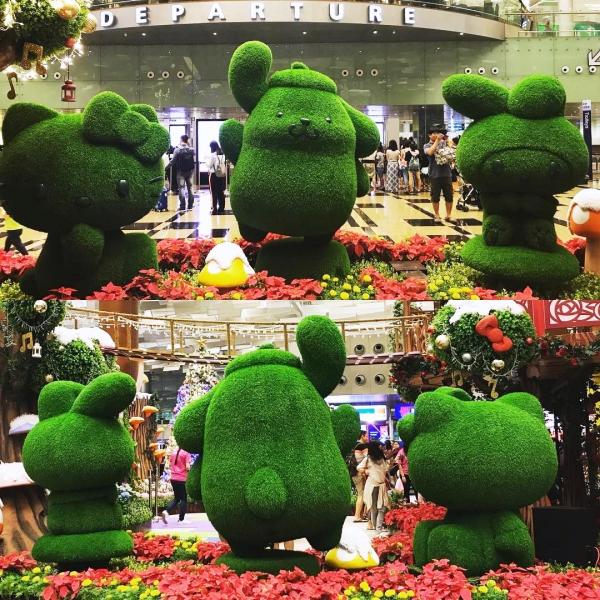 布甸狗、 My Melody 及 Hello Kitty 變咗綠色草球，夠晒得意。（圖：hippotaz@IG）