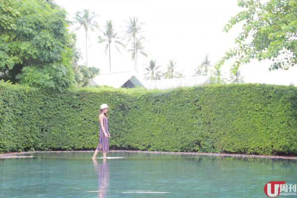 泳池被 2 米高的天然牆包圍，感覺隱密。
