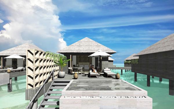 海灘泳池別墅有偌大陽台，想曬太陽或跳入私人泳池暢泳都得。