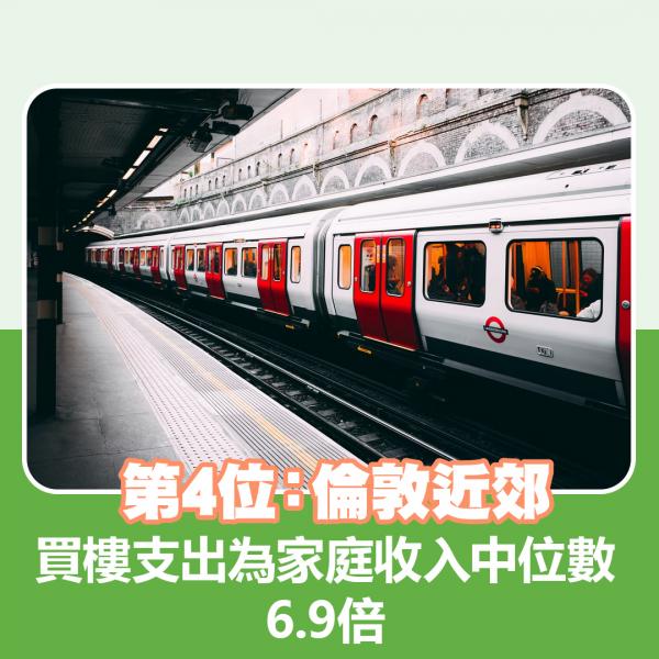 10. 倫敦：買樓支出為家庭收入中位數8.6倍